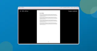 ToolsTray's Add Page Numbers to PDF tool showing page 2 of a six-page report stamped '1 of 5' at bottom centre, with the cover left bare.
