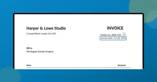 ToolsTray's PDF editor in Edit text mode with an invoice date line open in a box over the page, retyped as 12 July 2026 in the document's own font.